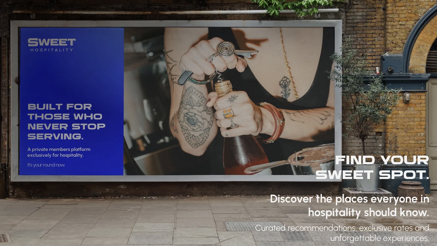 Sweet Hospitality billboard — built for those who never stop serving