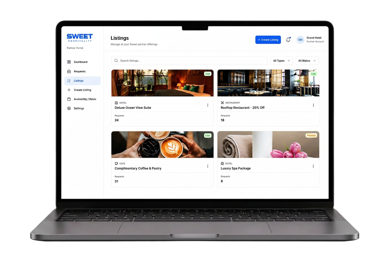 Sweet partner portal on a MacBook